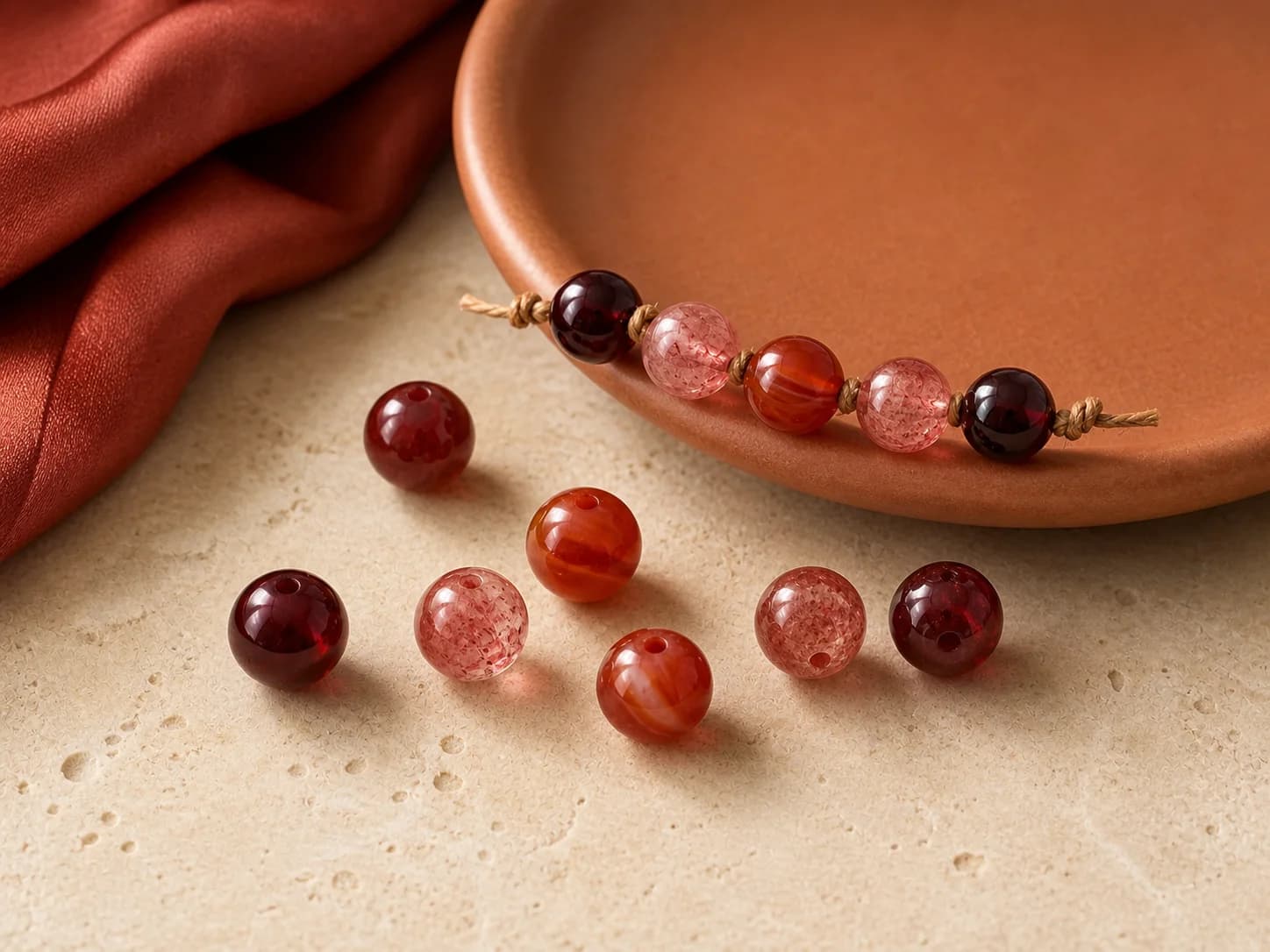Fire element natural gemstone beads
