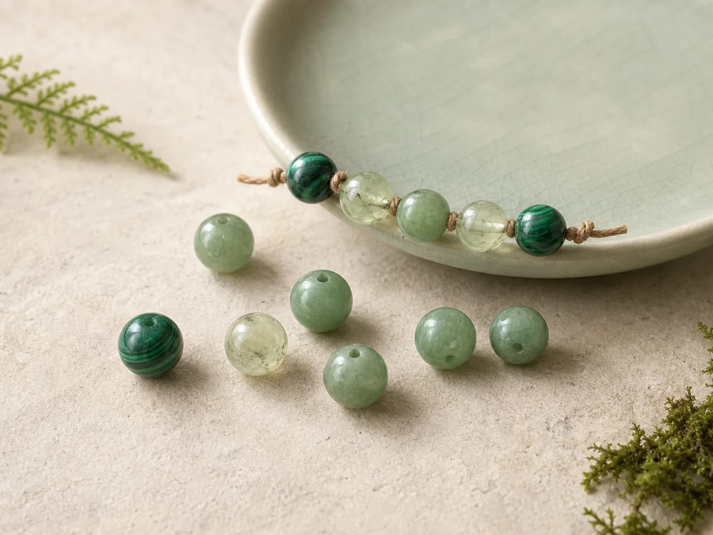 Wood element natural gemstone beads