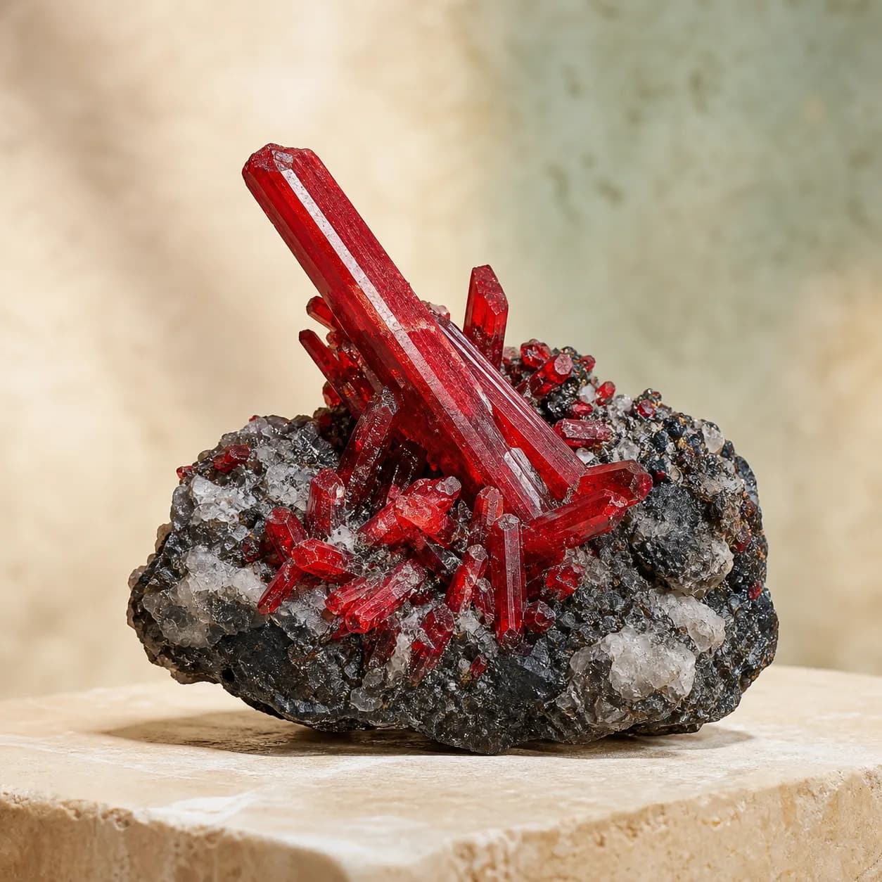 硃砂（Cinnabar）天然原礦，避邪水晶
