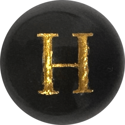 Black Onyx Initial H Round Bead crystal bead