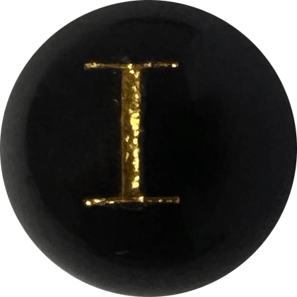 Black Onyx Initial I Round Bead crystal bead