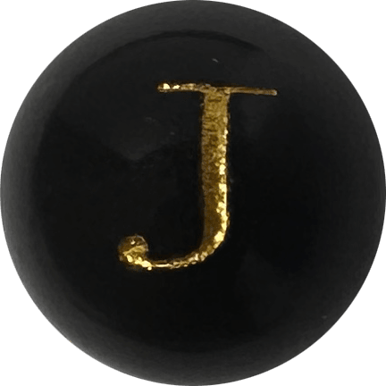 Black Onyx Initial J Round Bead crystal bead