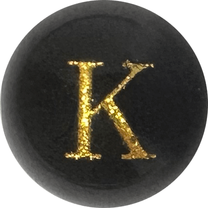 Black Onyx Initial K Round Bead crystal bead