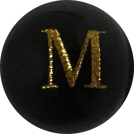 Black Onyx Initial M Round Bead crystal bead