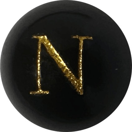 Black Onyx Initial N Round Bead crystal bead