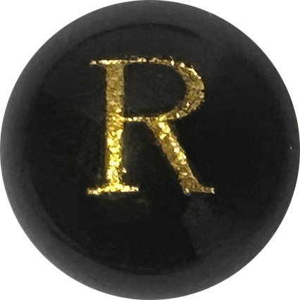 Black Onyx Initial R Round Bead crystal bead