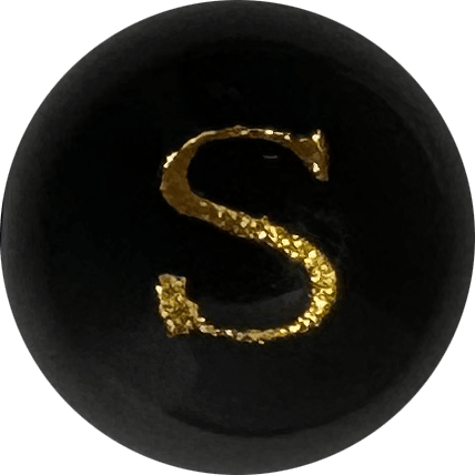 Black Onyx Initial S Round Bead crystal bead
