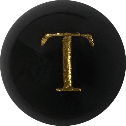 Black Onyx Initial T Round Bead crystal bead