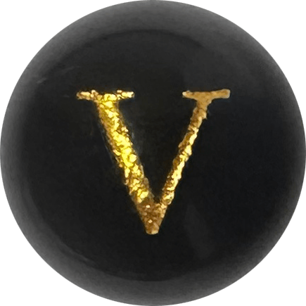 Black Onyx Initial V Round Bead crystal bead
