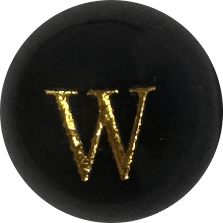 Black Onyx Initial W Round Bead crystal bead