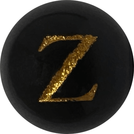Black Onyx Initial Z Round Bead crystal bead