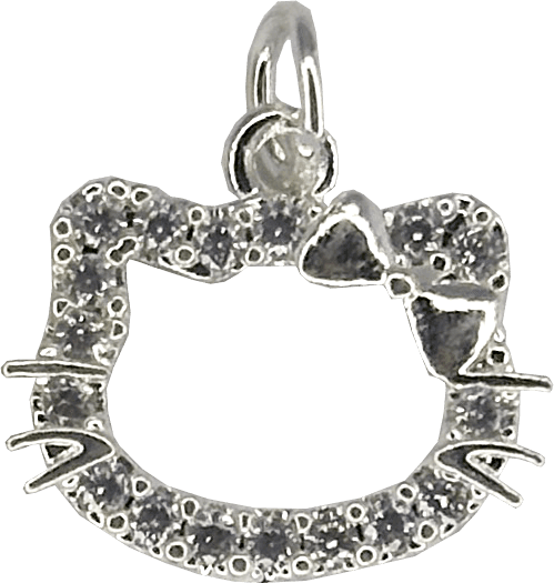 Silver Crystal Cat Charm crystal bead